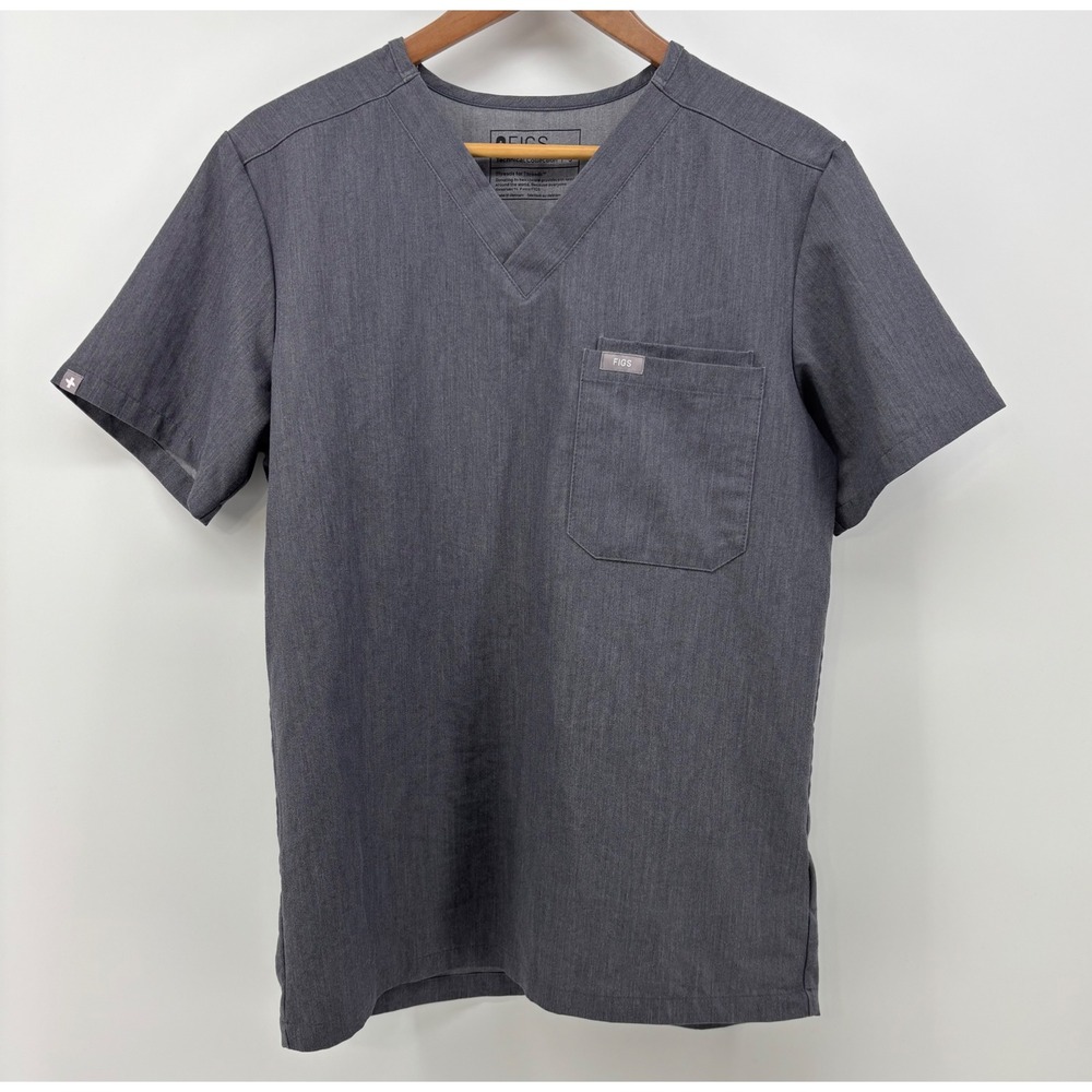 FIGS Leon Scrub Top Men's Small Graphite Gray Technical Collection